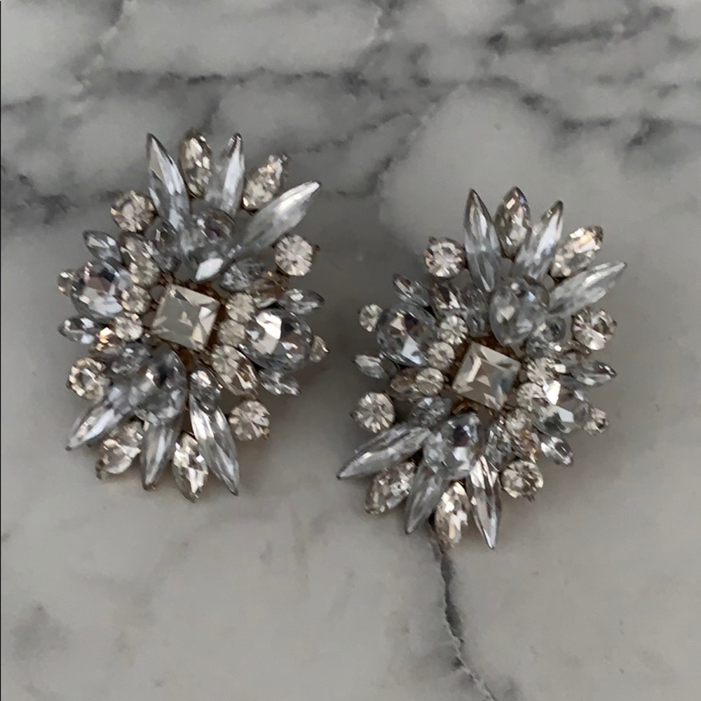Large Rhinestone Cluster Earrings